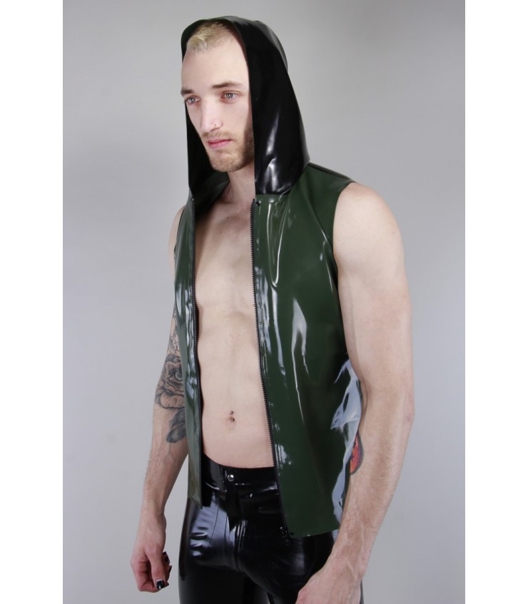 latex 101 sleeveless hoody metallic pewter