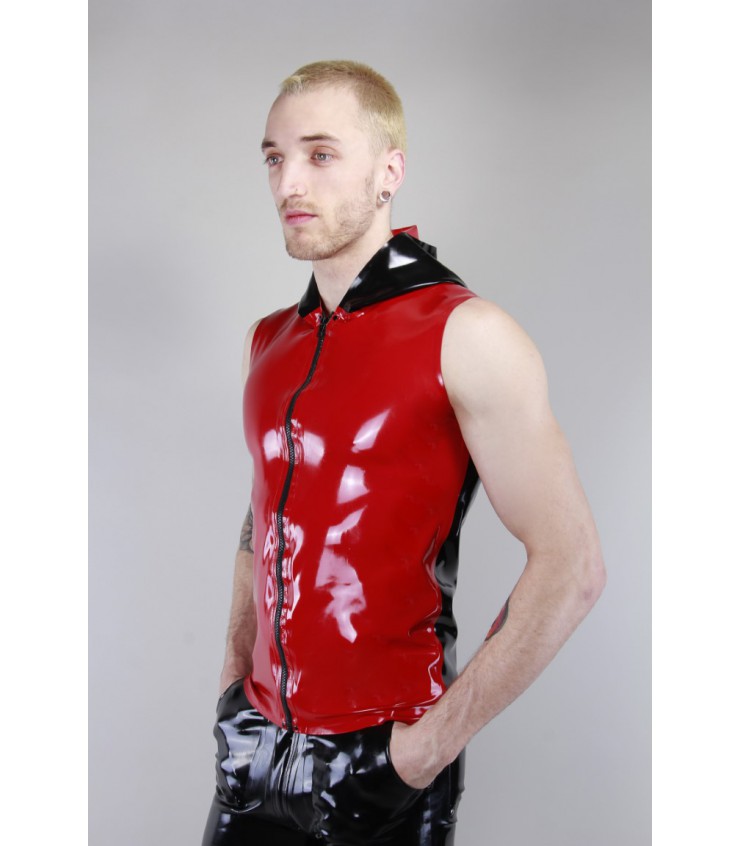 latex 101 sleeveless hoody metallic pewter